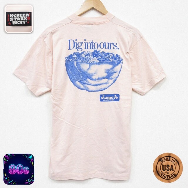 スクリーンスターズ 80s 半袖Tシャツ 野菜 ピンク メンズL相当 | 古着