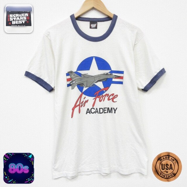 【20%OFF】スクリーンスターズ 80s 半袖Tシャツ 戦闘機 ホワイト メンズM相当 | 古着