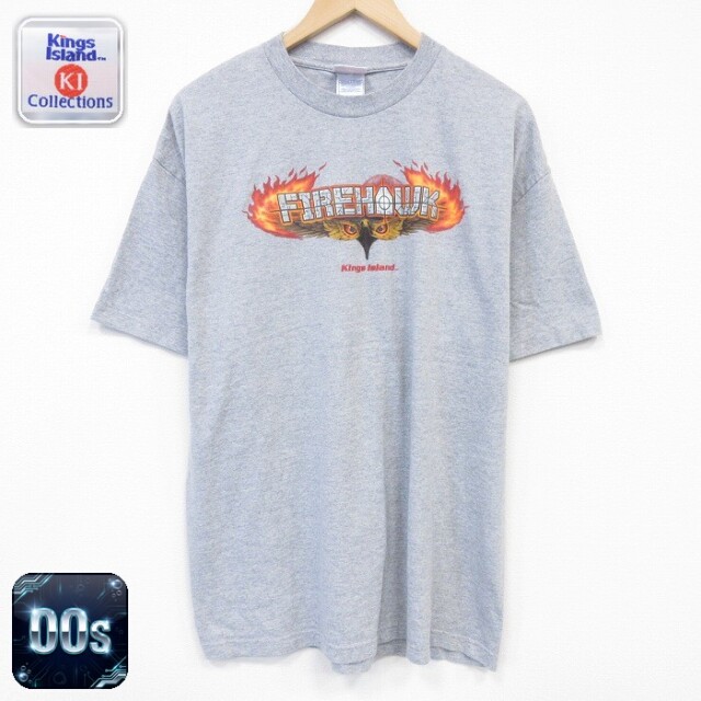 00s 半袖Tシャツ 鳥 グレー メンズXL相当 | 古着