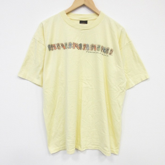 90s 半袖Tシャツ サンダル イエロー メンズXL相当 | 古着