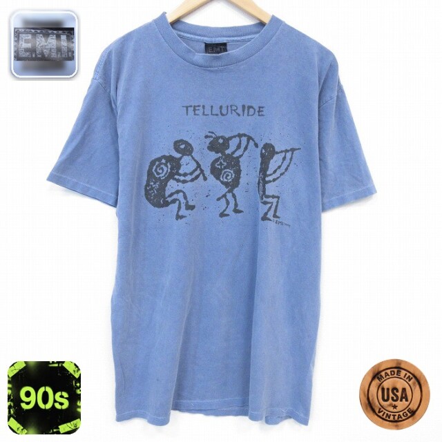 90s 半袖Tシャツ 民族 ネイビー メンズL相当 | 古着