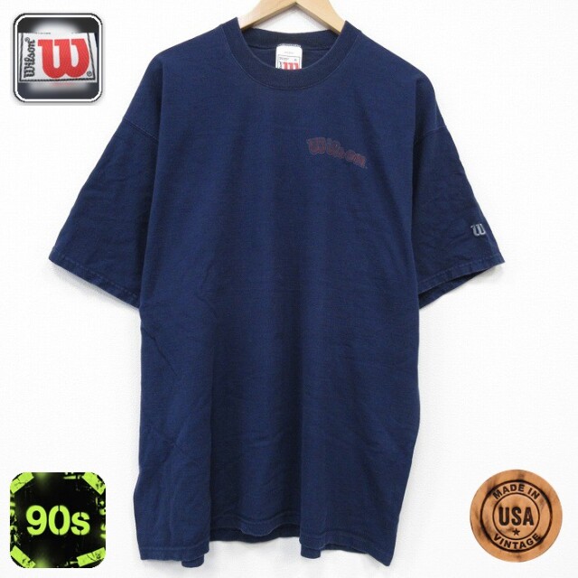 【20%OFF】ウィルソン 90s 半袖Tシャツ ワンポイントロゴ ネイビー メンズXL相当 | 古着