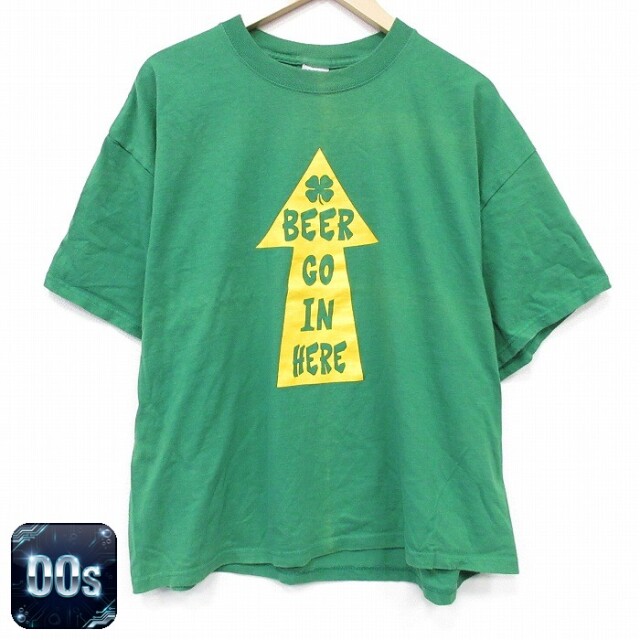 00s 半袖Tシャツ ビール グリーン メンズXL相当 | 古着
