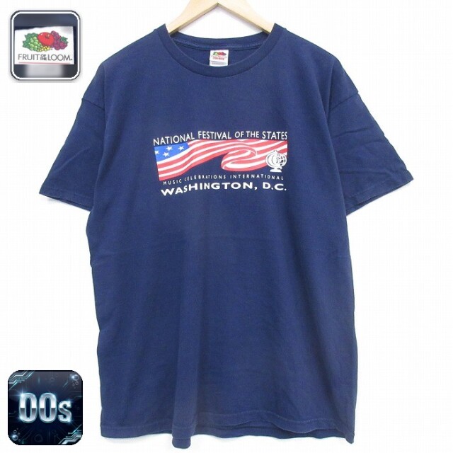 フルーツオブザルーム 00s 半袖Tシャツ ワシントンDC ネイビー メンズXL相当 | 古着