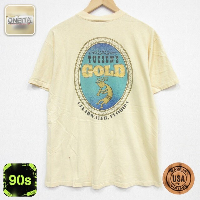 オニータ 90s 半袖Tシャツ GOLD イエロー メンズL相当 | 古着