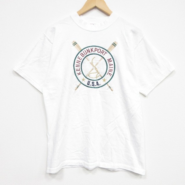 90s 半袖Tシャツ オール刺繍 ホワイト メンズL相当 | 古着