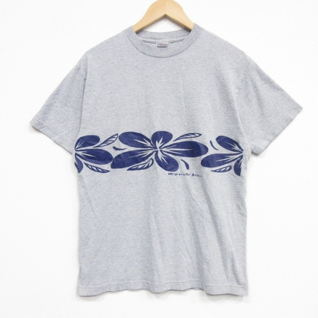 00s 半袖Tシャツ 花 グレー メンズL相当 | 古着