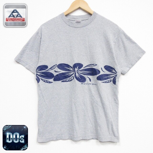 00s 半袖Tシャツ 花 グレー メンズL相当 | 古着