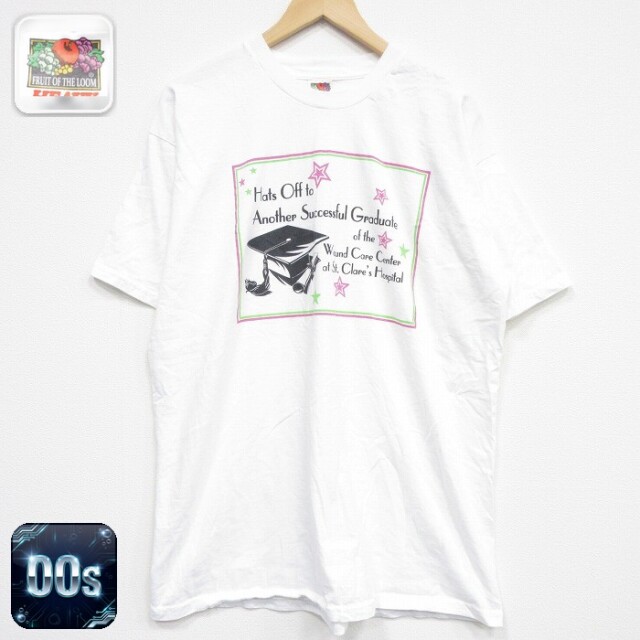 フルーツオブザルーム 00s 半袖Tシャツ 学士帽 ホワイト メンズXL相当 | 古着