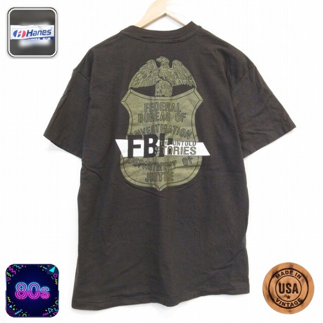 ヘインズ 80s 半袖Tシャツ FBI ブラック メンズL相当 | 古着