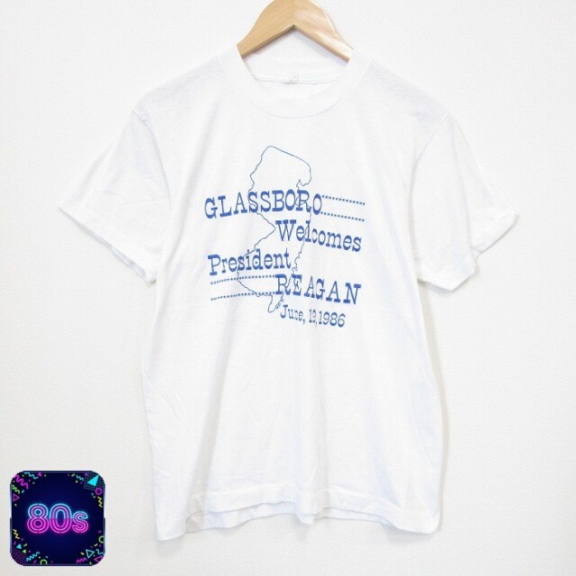 80s 半袖Tシャツ メッセージ ホワイト メンズM相当 | 古着
