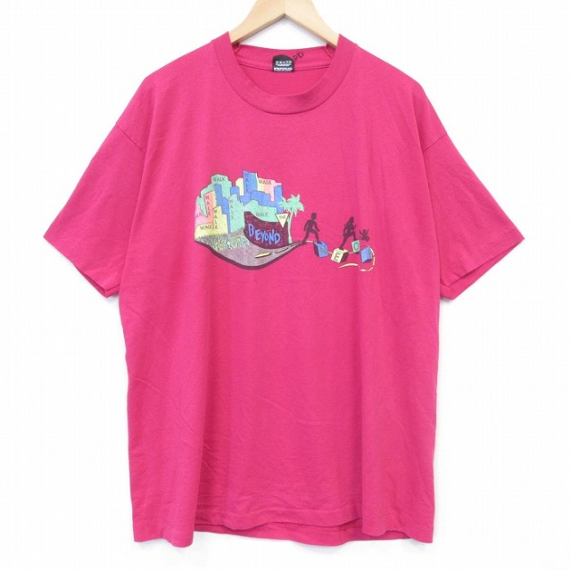 スクリーンスターズ 80s 半袖Tシャツ BEYOND ピンク メンズXL相当 | 古着