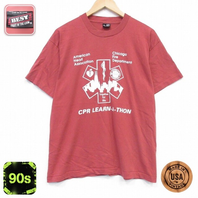 フルーツオブザルーム 90s 半袖Tシャツ LSS レッド メンズL相当 | 古着