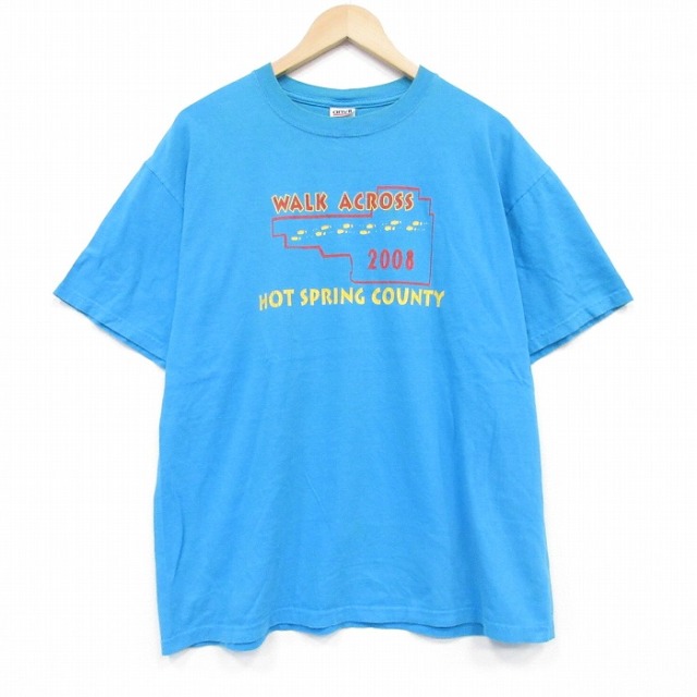 00s 半袖Tシャツ WALK ブルー メンズXL相当 | 古着