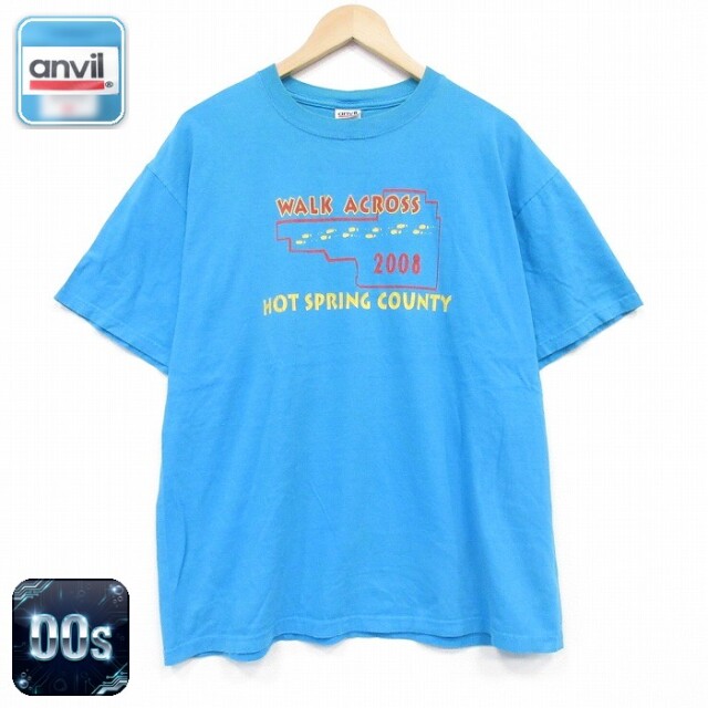 00s 半袖Tシャツ WALK ブルー メンズXL相当 | 古着