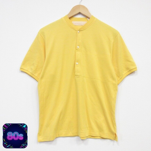 【20%OFF】80s 半袖Tシャツ ヘンリーネック イエロー メンズM相当 | 古着