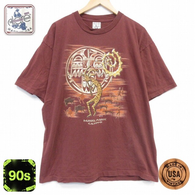 ココペリ 90s 半袖Tシャツ ホピ族 バーガンディ メンズXL相当 | 古着