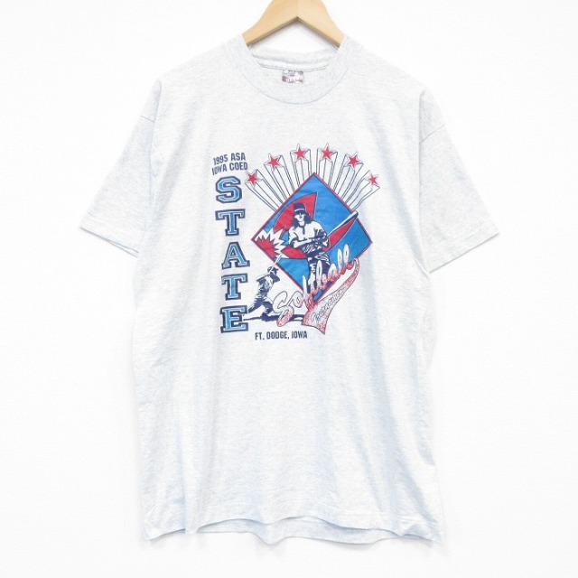 フルーツオブザルーム 90s 半袖Tシャツ ソフトボール グレー XL | 古着
