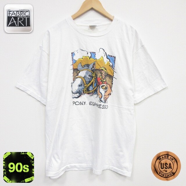 FABRIC ART 90s 半袖Tシャツ ポニー ホワイト メンズXL相当 | 古着