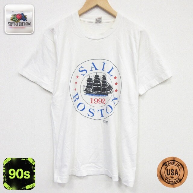 フルーツオブザルーム 90s 半袖Tシャツ 船 ホワイト メンズL相当 | 古着