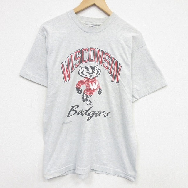 フルーツオブザルーム 90s 半袖Tシャツ ウィスコンシンバジャーズ グレー メンズL相当 | 古着