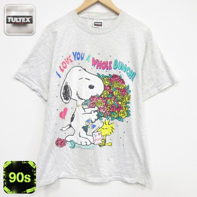 TULTEX 90s 半袖Tシャツ ピーナッツスヌーピー グレー メンズL相当 | 古着