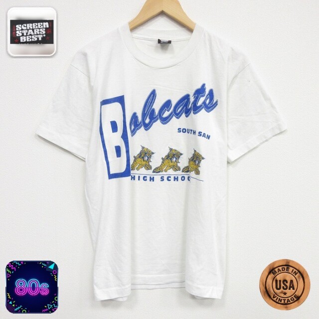 スクリーンスターズ 80s 半袖Tシャツ ボブキャッツ ホワイト メンズL相当 | 古着