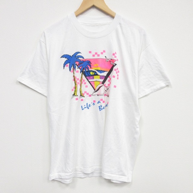 90s 半袖Tシャツ ヤシの木 ホワイト メンズXL相当 | 古着