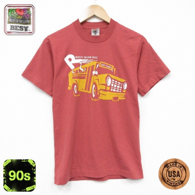 フルーツオブザルーム 90s 半袖Tシャツ バス バーガンディ メンズS相当 | 古着