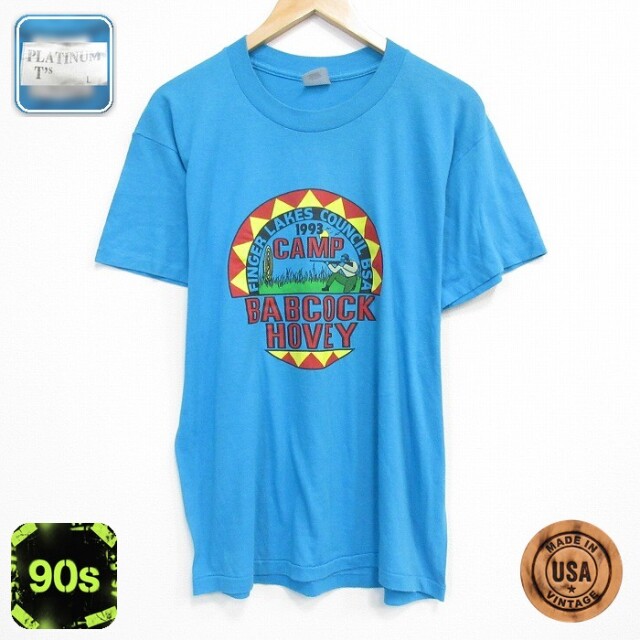 90s 半袖Tシャツ CAMP ライトブルー メンズL相当 | 古着