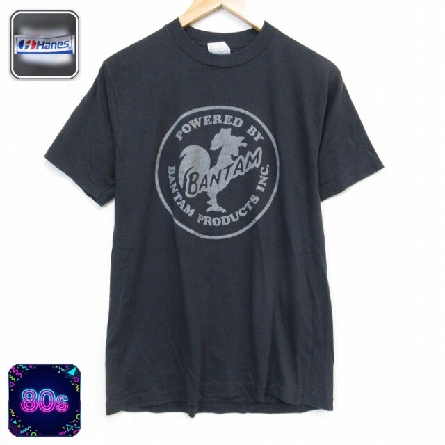 ヘインズ 80s 半袖Tシャツ ニワトリ ブラック メンズM相当 | 古着
