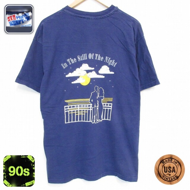 ヘインズ 90s 半袖Tシャツ 胸ポケット付き ネイビー メンズM相当 | 古着