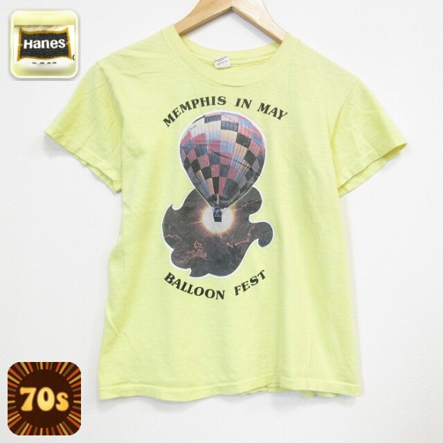 【20%OFF】70s 半袖Tシャツ 気球 イエロー メンズS相当 | 古着