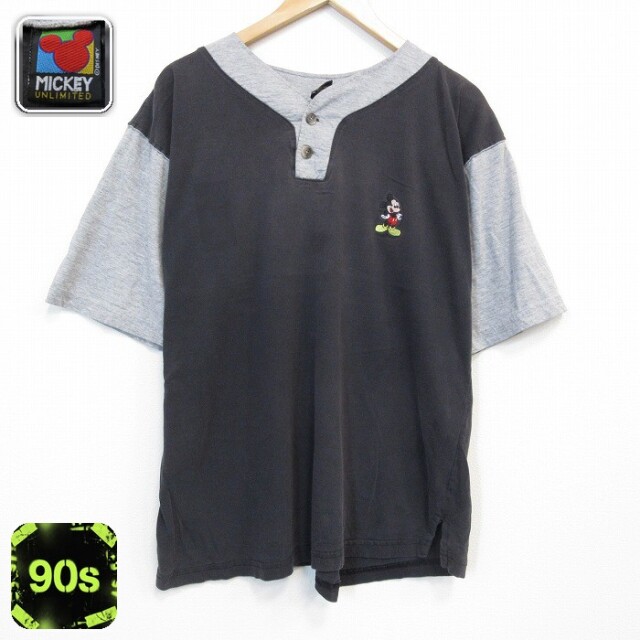 90s 半袖Tシャツ ディズニーミッキー ブラック メンズXL相当 | 古着