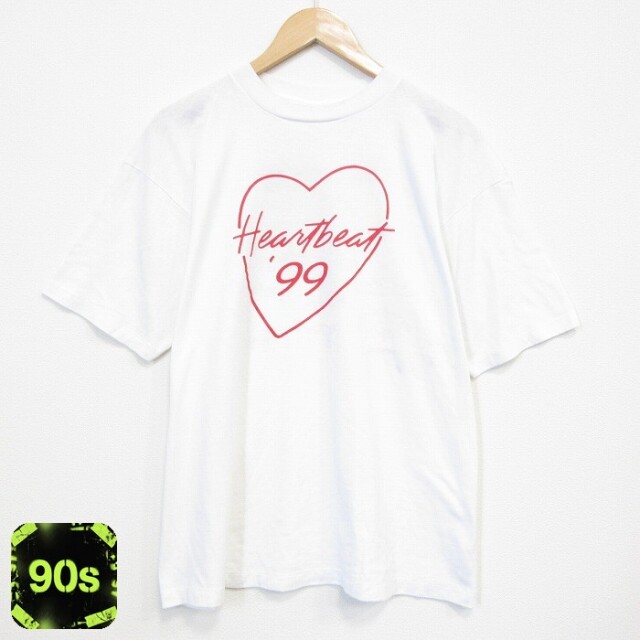 90s 半袖Tシャツ ハート ホワイト メンズXL相当 | 古着