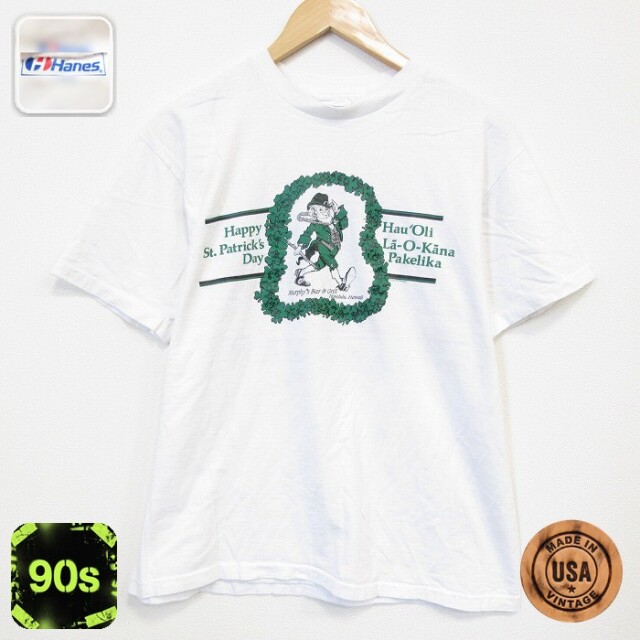 ヘインズ 90s 半袖Tシャツ セントパリックデー ホワイト メンズL相当 | 古着