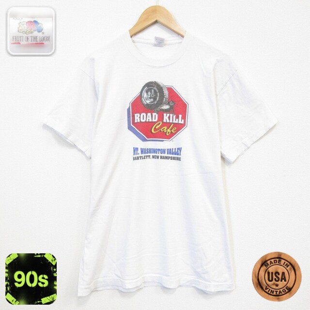フルーツオブザルーム 90s 半袖Tシャツ タイヤ ホワイト メンズL相当 | 古着