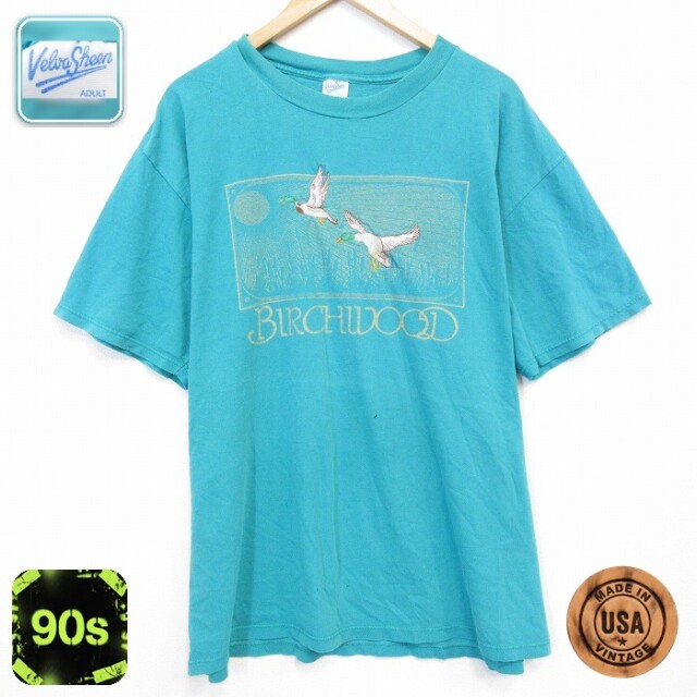 90s 半袖Tシャツ 鳥 グリーン メンズXL相当 | 古着