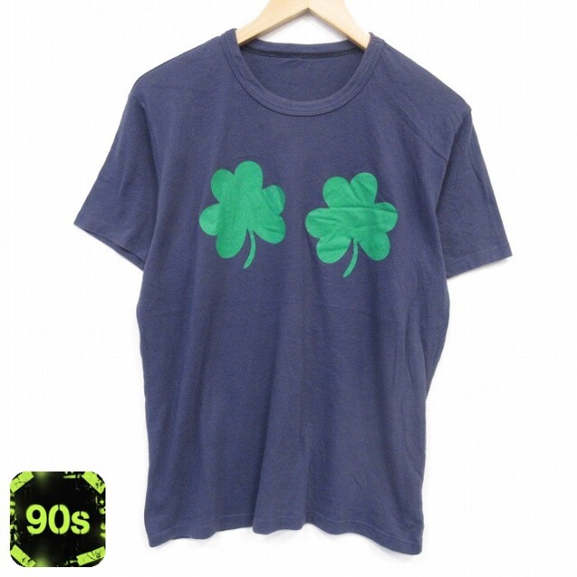 90s 半袖Tシャツ クローバー ネイビー メンズL相当 | 古着