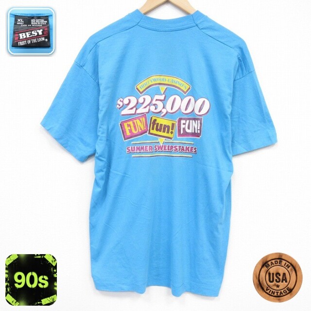 フルーツオブザルーム 90s 半袖Tシャツ サマー ライトブルー メンズXL相当 | 古着