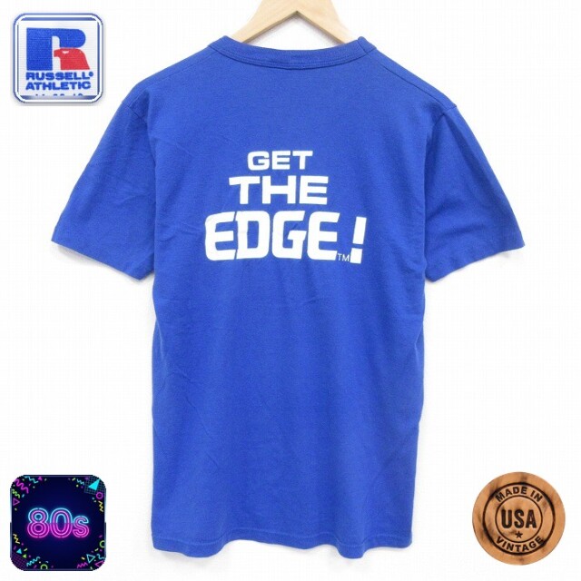 ラッセル 80s 半袖Tシャツ EDGE ブルー メンズM相当 | 古着