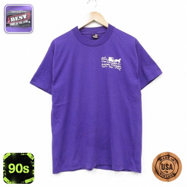 フルーツオブザルーム 90s 半袖Tシャツ 馬車 パープル メンズL相当 | 古着