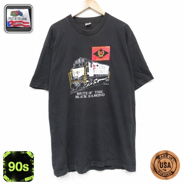 フルーツオブザルーム 90s 半袖Tシャツ リーハイ鉄道 ブラック メンズXL相当 | 古着