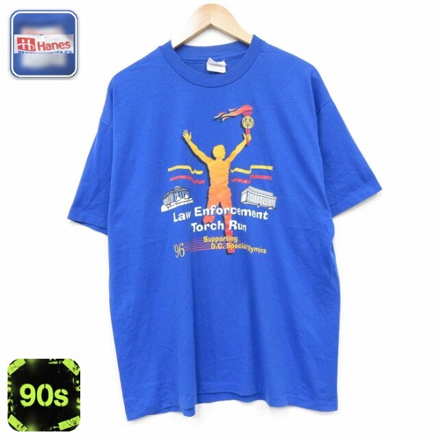 ヘインズ 90s 半袖Tシャツ トーチラン ブルー メンズXL相当 | 古着