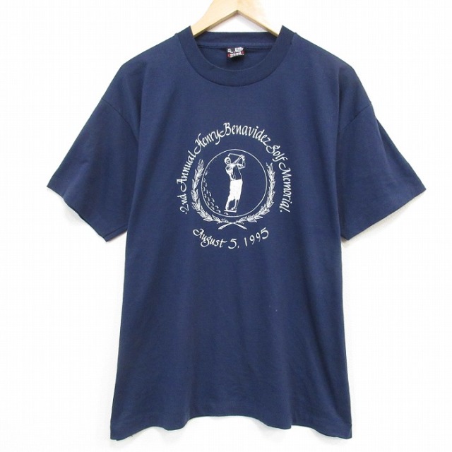 フルーツオブザルーム 90s 半袖Tシャツ ゴルフ ネイビー メンズXL相当 | 古着