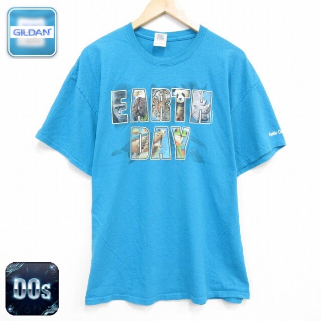 00s 半袖Tシャツ アースデイ ブルー メンズXL相当 | 古着