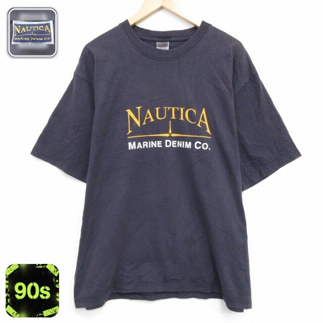 ノーティカ 90s 半袖Tシャツ ビッグロゴ ネイビー メンズXL相当 | 古着