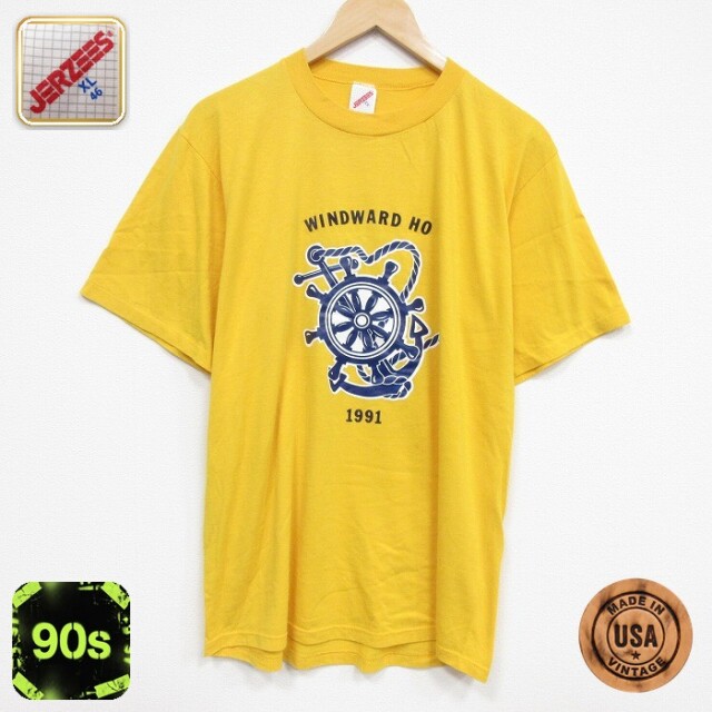 90s 半袖Tシャツ イカリ イエロー メンズL相当 | 古着