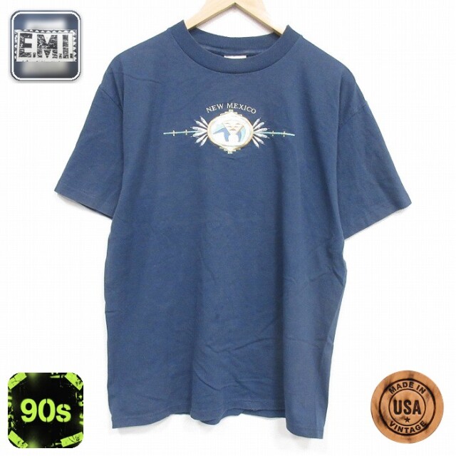 90s 半袖Tシャツ ニューメキシコ刺繍 ネイビー メンズL相当 | 古着