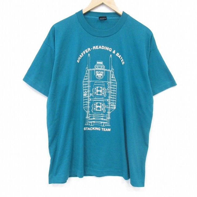 フルーツオブザルーム 90s 半袖Tシャツ STACKING グリーン メンズXL相当 | 古着
